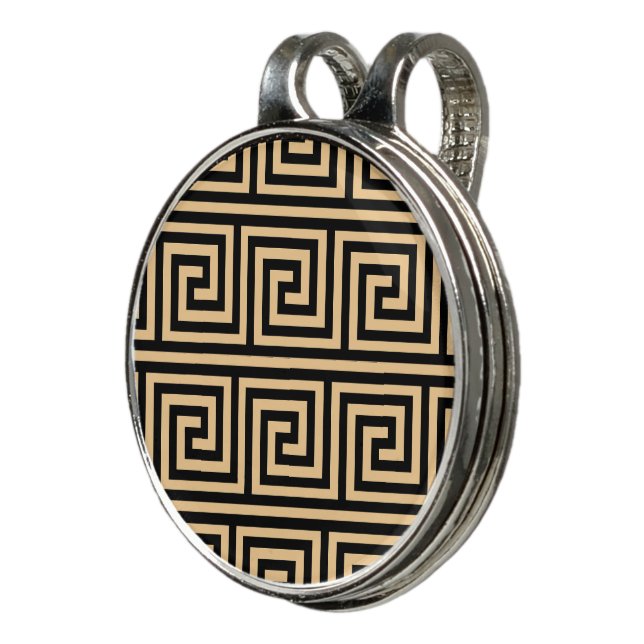 Greek Meander Key Squares Pattern Brown Golf Hat Clip (3/4)