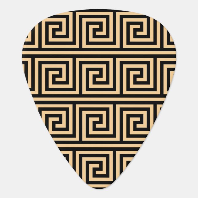 Greek Meander Key Squares Pattern Brown Guitar Pick (Front)