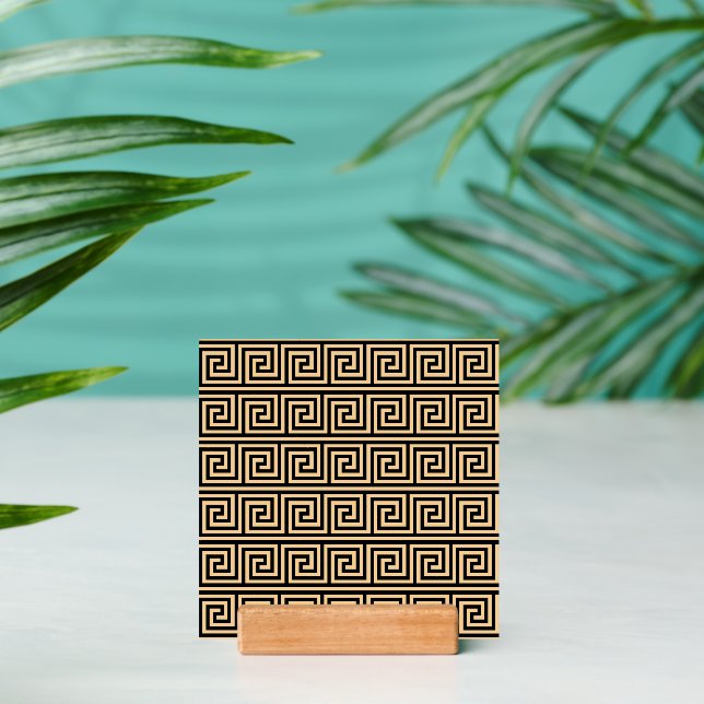 Greek Meander Key Squares Pattern Brown Holder (Insitu 2)