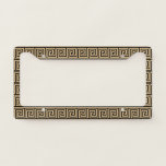 Greek Meander Key Squares Pattern Brown License Plate Frame