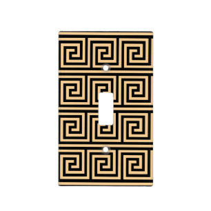 Greek Meander Key Squares Pattern Brown Light Switch Cover