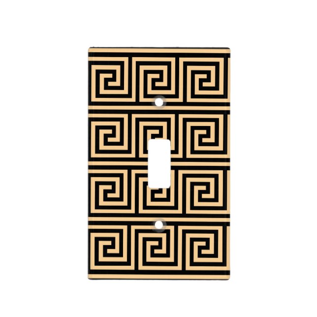 Greek Meander Key Squares Pattern Brown Light Switch Cover (Front)
