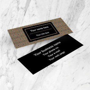 Greek Meander Key Squares Pattern Brown Mini Business Card