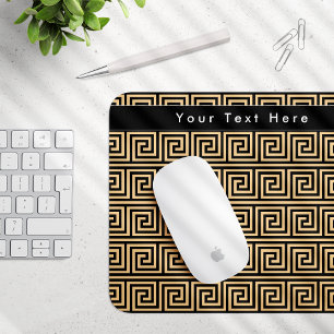 Greek Meander Key Squares Pattern Brown Mouse Pad