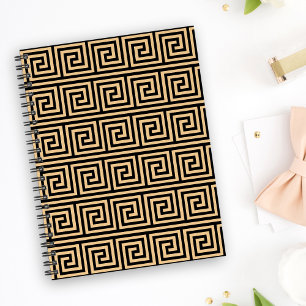 Greek Meander Key Squares Pattern Brown Notebook