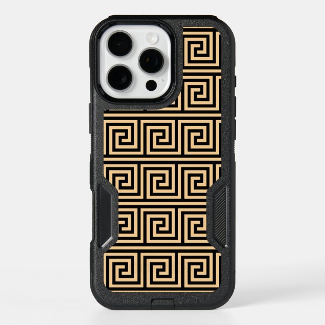 Greek Meander Key Squares Pattern Brown Otterbox iPhone Case (Back)