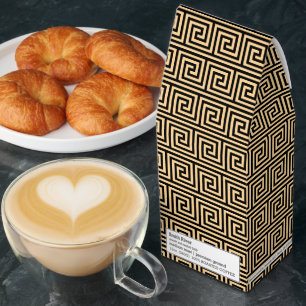 Greek Meander Key Squares Pattern Brown Roasted Coffee