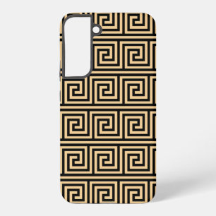 Greek Meander Key Squares Pattern Brown Samsung Galaxy S22+ Case