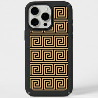 Greek Meander Key Squares Pattern Brown
