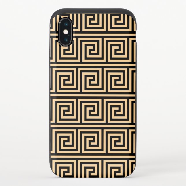 Greek Meander Key Squares Pattern Brown Uncommon iPhone Case (Back)