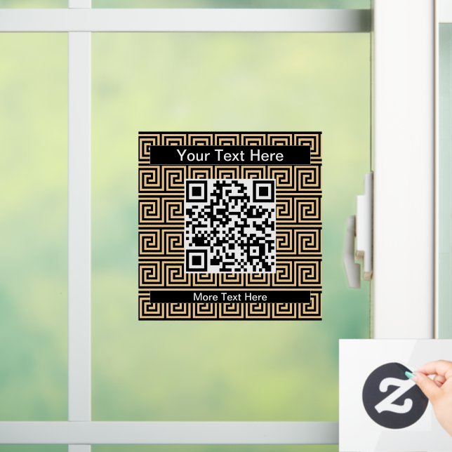 Greek Meander Key Squares Pattern Brown Window Cling (Home)
