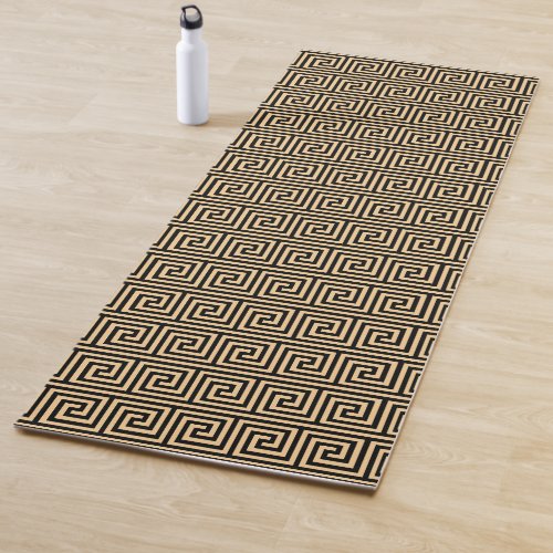 Greek Meander Key Squares Pattern Brown Yoga Mat