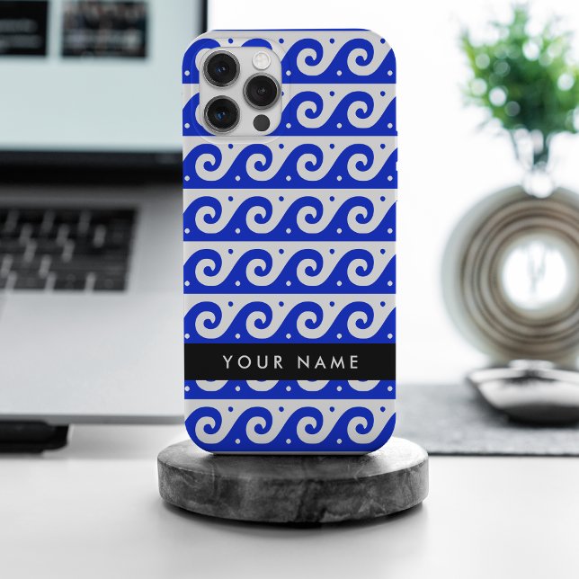 Greek Meander Key, Wave Key, Blue, Your Name Case-Mate iPhone Case (Creator Uploaded)