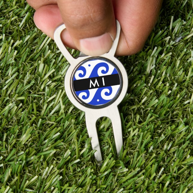 Greek Meander Key, Wave Key, Blue, Your Name Divot Tool (Insitu 1)