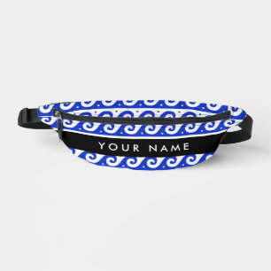 Greek Meander Key, Wave Key, Blue, Your Name Fanny Pack