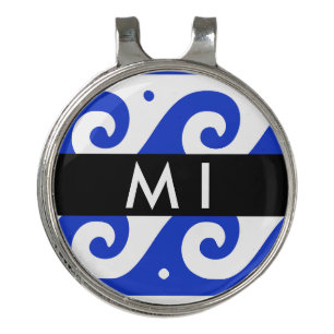 Greek Meander Key, Wave Key, Blue, Your Name Golf Hat Clip