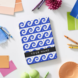 Greek Meander Key, Wave Key, Blue, Your Name iPad Pro Cover