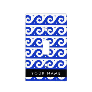 Greek Meander Key, Wave Key, Blue, Your Name Light Switch Cover