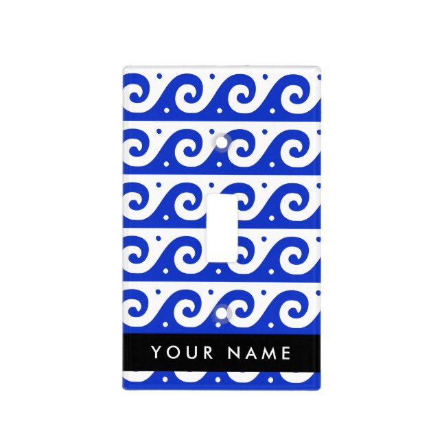 Greek Meander Key, Wave Key, Blue, Your Name Light Switch Cover (Front)