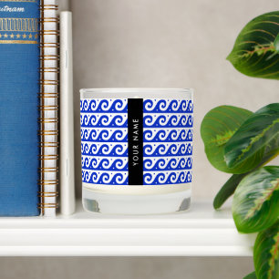 Greek Meander Key, Wave Key, Blue, Your Name Scented Candle