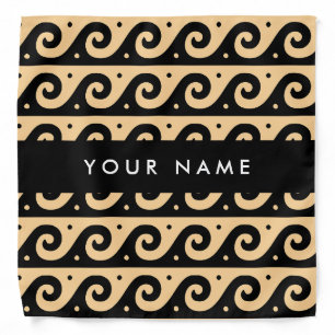 Greek Meander Key, Wave Key, Brown, Your Name Bandana