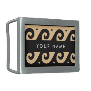 Greek Meander Key, Wave Key, Brown, Your Name Belt Buckle