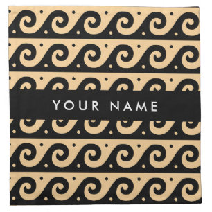 Greek Meander Key, Wave Key, Brown, Your Name Cloth Napkin