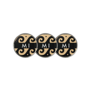 Greek Meander Key, Wave Key, Brown, Your Name Golf Ball Marker