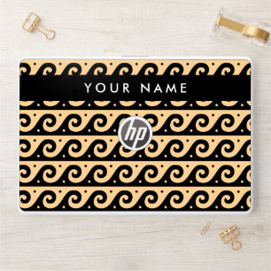 Greek Meander Key, Wave Key, Brown, Your Name HP Laptop Skin