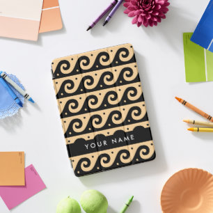 Greek Meander Key, Wave Key, Brown, Your Name iPad Pro Cover