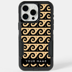 Greek Meander Key, Wave Key, Brown, Your Name iPhone 15 Pro Max Case