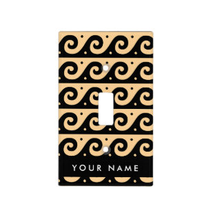 Greek Meander Key, Wave Key, Brown, Your Name Light Switch Cover