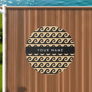 Greek Meander Key, Wave Key, Brown, Your Name Outdoor Rug