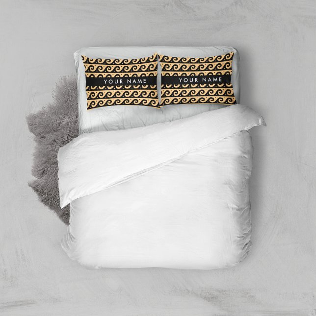 Greek Meander Key, Wave Key, Brown, Your Name Pillow Case (Creator Uploaded)