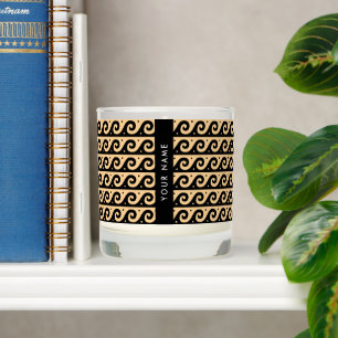 Greek Meander Key, Wave Key, Brown, Your Name Scented Candle