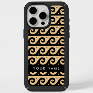 Greek Meander Key, Wave Key, Brown, Your Name iPhone 15 Pro Max Case