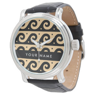 Greek Meander Key, Wave Key, Brown, Your Name Watch