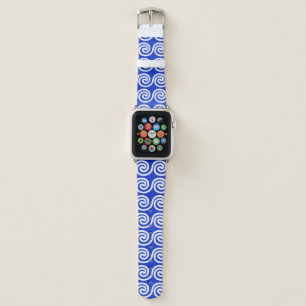 Greek Meander Key Waves Pattern Blue Apple Watch Band