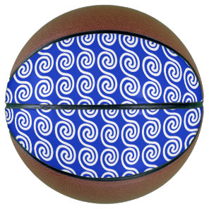 Greek Meander Key Waves Pattern Blue Basketball