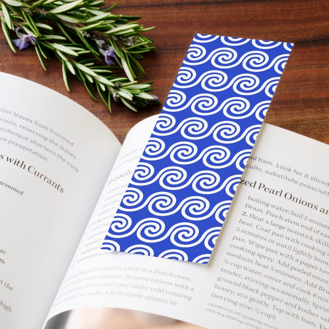 Greek Meander Key Waves Pattern Blue Bookmarks (Book)
