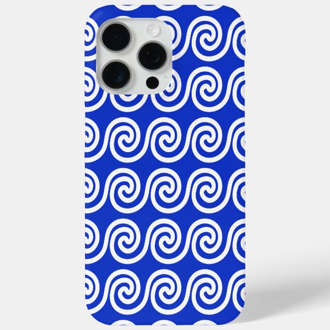 Greek Meander Key Waves Pattern Blue Case-Mate iPhone Case (Back)