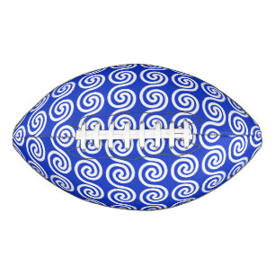Greek Meander Key Waves Pattern Blue Football