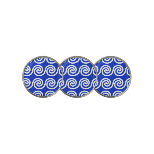 Greek Meander Key Waves Pattern Blue Golf Ball Marker