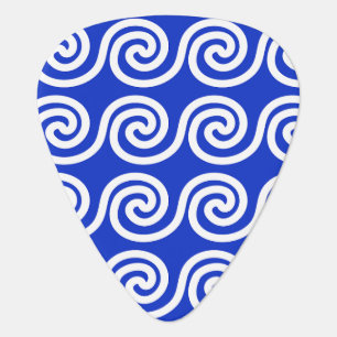 Greek Meander Key Waves Pattern Blue Guitar Pick
