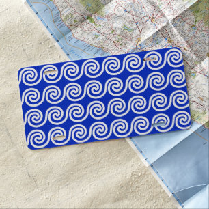 Greek Meander Key Waves Pattern Blue License Plate