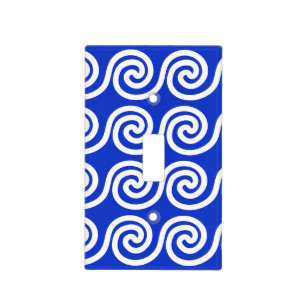Greek Meander Key Waves Pattern Blue Light Switch Cover