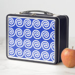 Greek Meander Key Waves Pattern Blue Metal Lunch Box
