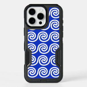 Greek Meander Key Waves Pattern Blue iPhone 16 Pro Max Case