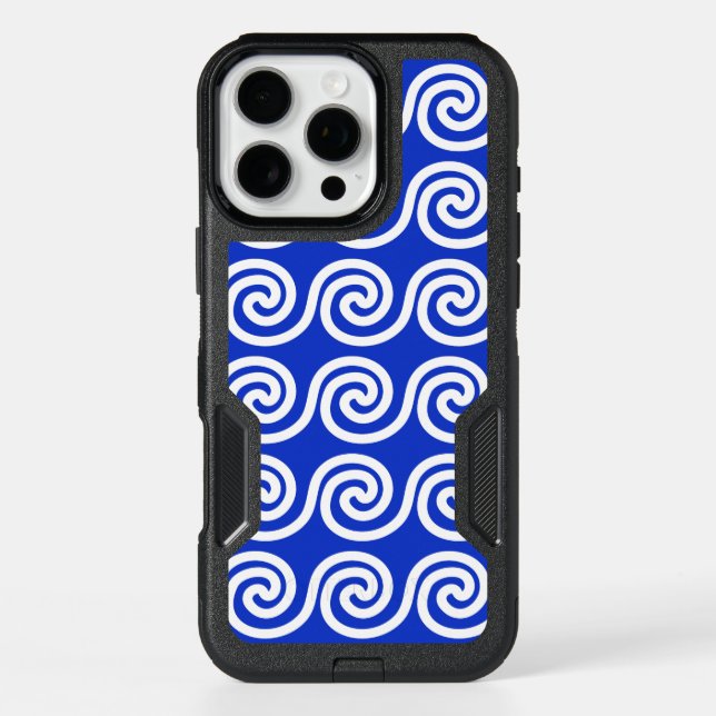 Greek Meander Key Waves Pattern Blue Otterbox iPhone Case (Back)