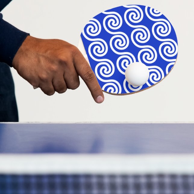 Greek Meander Key Waves Pattern Blue Ping Pong Paddle (Insitu)
